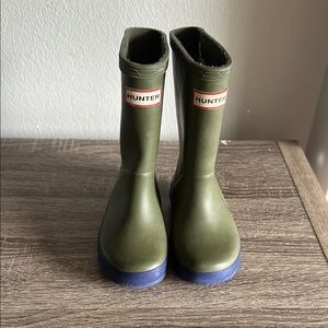 Hunter Green and Blue Rain Boots